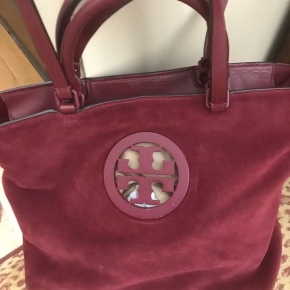 Tory Burch Wine Suede Tote - Picture 9 of 11